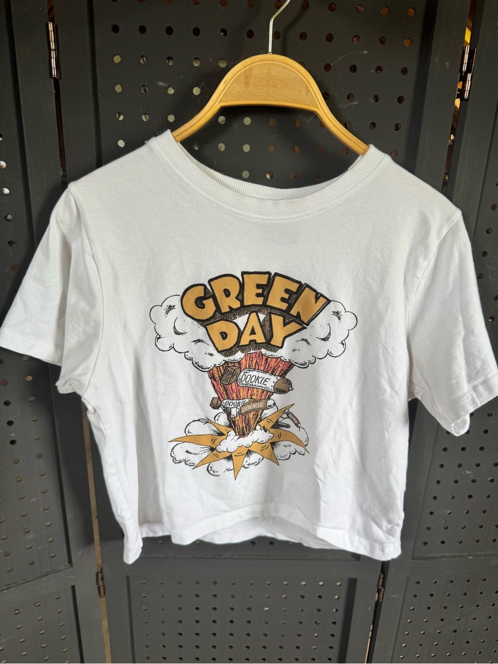 Green Day White Graphic Crop Top
